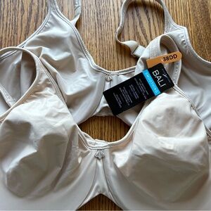 2 Bali Smooth Wireless Bras in Light Cream NWT and another same tags